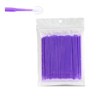 100 PCS Nano-Fiber Disposable Eyelash Cleaning Sticks, Soft Silicone Micro-Brush for Lash Extension, Gentle on Sensitive Eyes, Makeup Remover & Eye Care Dual-Purpose Tool (Purple, One Size)