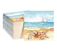 100 Pcs Nautical Beach Guest Napkins Summer 3 Ply Disposable Paper Beach Disposable Guest Towels Beach Dinner Napkins with Starfish Sea Shore Design for Summer Holiday Party Tableware Supplies
