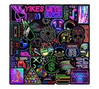 100 Pcs Neon Light Stickers, Trendy Neon Sticker for Adult Men Women, Durable Aesthetic Decals for Laptop Water Bottle Bicycle Motorbike Car Skateboard Computer Scrapbook