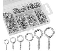 100 Pcs Nickel Plated Metal Ceiling Hooks Screw-in Eye Hooks Cup Hook Holder (Silver), Multi-Size
