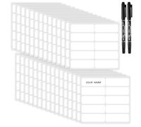 100 Pcs No-Iron Clothes Labels & 2 Permanent Fabric Markers, Blank Clothes Name Stickers, Kids Clothes Labels, Laundry Markers, Self-adhesive Design and Washable, for Home/School/Laundry/Gym/Care Home