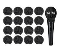 100 Pcs Non-Woven Microphone Cover, Disposable Hygiene Covers, Handheld Microphone Windscreen Protective Cap, Mic Cap Protective Cover for KTV, Karaoke, Stage Performance, News Interview (Black)