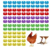100 PCS Numbered Chicken Leg Bands, 0.63 Inch Snap-On Poultry Identification Rings, Reusable Colored Leg Rings for Adult Chickens, Roosters, Backyard Flock Management