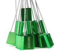 100 pcs Numbered Security Seals Tamper-Evident Steel Wire Cable Ties-Lock Pull-Tite Metal Security Tag for Truck, Trailer (Green)