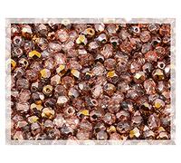 100 pcs of Faceted Fire Polished Pressed Czech Glass Beads 4mm (0.16in), Crystal Copper Capri Apollo 00030-27101 BCV