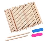 100 Pcs Orange Wooden Sticks Multifunctional Double-End Cuticle Pusher Tools for Nail Manicure Pedicure