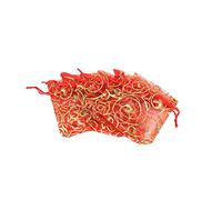 100 Pcs Organza Bag Wedding Gift Bag Candy Food Packaging Bags with Drawstring, PLECUPE 7x9cm Pretty Jewelry Chiffon Gift Bag Sachet Lavender Dried Flowers Storage Bag Clear Yarn Bags Candy Bags, Red