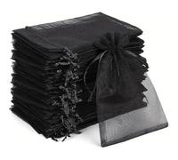 100 PCS Organza Bags, 4x6 Inch Organza Gift Bags, Black Drawstring Organza Bag, Jewelry Gift Bags Pouches Sheer Tulle Mesh Favor Bags for Party, Jewelry, Festival, Bathroom Soaps