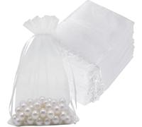 100 Pcs Organza Bags Small Pouches Mini Bags, 7x9cm White Nylon Pouches, Perfect for Weddings, Jewellery, Gifts, and Special Occasions