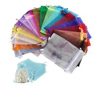 100 Pcs Organza Bags Small Transparent Colorful Mesh Bags Mini with Satin Drawstring for Reusable Gift Packaging (20 * 30cm)