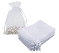 100 Pcs Organza Gift Bags White, 7x9cm Small Drawstring Gift Bags, Small Jewelry Pouches for Wedding Favours, Parties, Birthdays, Christmas and Jewellery Wrapping