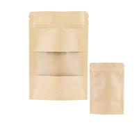 100 Pcs Pack Small Resealable Seed Coin Envelopes Bags with Clear Window Brown Kraft Paper Heat Seal Packets for Flower Vegetable Seeds Storage Coins Wages Stamps Beads Sample Bag