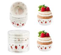 100 PCS Paper Cupcake & Muffin Cases - White, Pink & Large - Baking Cups & Liners