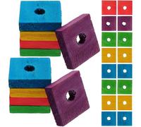 100 Pcs Parrot Bite Natural Wood Blocks Pre-drilled for Hanging DIY Bird Cage Accessories African Grey Macaw