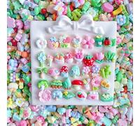 100 Pcs Pastel Cute Slime Charms Cute Set, Bulk Mixed Kawaii Resin Charms Set Ornament for Crafts Scrapbooking Embellishments,1X1.5CM (B)