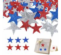 100 Pcs Patriotic Glitter Foam Star Stickers, Red White Blue Stars Self-Adhesive Sticker for 4th of July Independence Day Decor DIY Accessories Greeting Cards Kids Arts Crafts Party Supplies