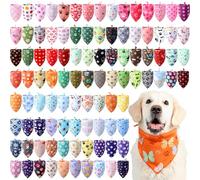 100 Pcs Paw Dog Bandanas Bulk Colorful Triangle Scarf Paw Print Pet Bibs Bandanas for Medium Large Dogs Holiday Summer Birthday Costume Decor