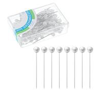 100 Pcs Pearl Corsage Pins with Box, Boutonniere Pin for Buttonhole Long Straight Sewing Dressmaking Pins for Fabric Fixed Sewing Marker Needle for Quilting Pinning Bouquets Flower DIY Crafts, White