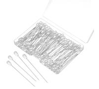 100 Pcs Pearl Pins, Long Teardrop Pearl Head Corsage Pins with Box, White Boutonniere Pin for Jewelry Making, Sewing, Wedding Floral Decorations and DIY Crafts (2.17 Inch)