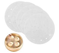 100 Pcs Perforated Baking Paper, Round Parchment Paper Air Fryer Liners, Unbleached Non Stick Bamboo Steamer Paper, Dim Sum Paper Circle Cake Tin Liners for Cake Pan, Oven, Cooking, 8 inch