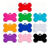 100 PCS Personalized Blank Bone-Shaped Aluminum Dog Identification Tag Can Be Engraved with Pet Name Tag Dog Pendant,Mix Color,40X26X1mm