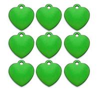100 PCS Personalized Heart Shaped Aluminum Blank Cat Dog Tag Pendant Customizable Engravable Pet Name Phone Number Nameplate,Green,35X32X1mm