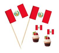 100 Pcs Peru Flag Peruvian Toothpick Flags, Cocktail Picks Mini Stick Cupcake Toppers Country Picks Party Decoration Celebration Cocktail Food Bar Cake Flags