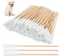 100 Pcs Pet Dog Ear Cleaner Cotton Buds, 6 Inch Large Cotton Buds, Pet Ear Cleaning Cotton Swab Sticks, for Cat Dog Ear Wax Infection Removal