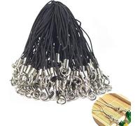 100 PCS Phone Charms Strap, Key-Chain Charms, Phone Charm String with Lobster Claw Clasps, Black Lobster Claw Clasp Cords for Cell Phone, USB, Flash Drive, Key-Chain, Handmade Jewelry Accessories