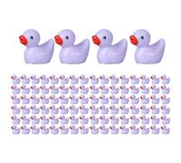 100 Pcs/Pieces Mini Resin Ducks Tiny Ducks DIY Craft Micro Landscape Garden Aquarium Dollhouse Decoration, Miniature Characters Fairy Plants Decorations for Christmas Birthday Party (Purple)