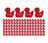 100 Pcs/Pieces Mini Resin Ducks Tiny Ducks DIY Craft Micro Landscape Garden Aquarium Dollhouse Decoration, Miniature Characters Fairy Plants Decorations for Christmas Birthday Party (Red)