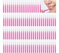 100 PCS Pink Interdental Brushes, Dental Floss Brushes, 0.5mm Mini Toothpicks Tooth Flossing Head for Oral Hygiene Cleaning Gaps Between Teeth