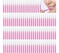 100 PCS Pink Interdental Brushes, Dental Floss Brushes, Mini Toothpicks Tooth Flossing Head for Oral Hygiene Cleaning Gaps Between Teeth