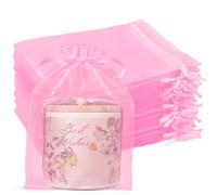 100 Pcs Pink Organza Bags 6x9 Inches, Large Mesh Gift Bags Drawstring, Jewelry Treat Mesh Bag Drawstring for Wedding Party Favors Baby Shower Christmas