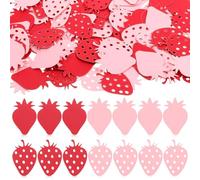 100 PCS Pink Strawberry Confetti, Pink and Red Strawberry Table Confetti for Birthday Party Decoration Baby Shower Decorations