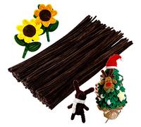 100 PCS Pipe Cleaner Chenille Stem, Dark Brown Pipe Cleaner For Crafts Handy Disposable Cleaning Tool-6 mm x 12” for DIY Art Craft Decorations