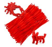 100 PCS Pipe Cleaners Chenille Stem, Bump Chenille Stems Pipe Cleaner, Red Pipe Cleaners Crafts Supplies for DIY Arts Crafts Decorations (Red)