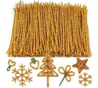 100 Pcs Pipe Cleaners Chenille Stem, Glitter Craft Pipe Cleaner Set, Fuzzy Sticks for DIY Crafts, Decorations, Handmade Gifts (Gold)