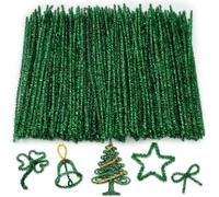 100 Pcs Pipe Cleaners Chenille Stem, Glitter Craft Pipe Cleaner Set, Fuzzy Sticks for DIY Crafts, Decorations, Handmade Gifts (Green)