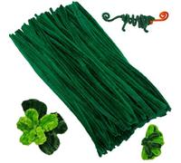100 PCS Pipecleaners Craft Pipe Cleaners,30cm Long Flexible Green Chenille Cord Bending Plush Pipe Cleaner for Crafts and Christmas Tree Projects DIY Decoration (Green)