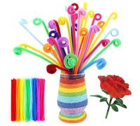 100 PCS Pipecleaners Craft Pipe Cleaners,30cm Long Flexible Rainbow Chenille Cord Curved Plush Pipe Cleaner for Handcrafting and Christmas Tree Project DIY Decorating (10 Colors)