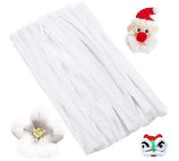 100 PCS Pipecleaners Craft Pipe Cleaners,30cm Long Flexible White Chenille Cord Bending Plush Pipe Cleaner for Crafts and Christmas Tree Projects DIY Decoration (White)