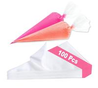 100 Pcs Piping Bags - Clear Icing Piping Bags, Cake Decorating Plastic Pastry Bags, Strong Icing Bag for Cake Cupcake Dessert Cookies Decoration - 31 x 20cm