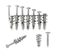 100 Pcs Plasterboard Fixings Heavy Duty, Metal Wall Plugs and Screws, Self Drill Drywall Fixings Set, Cavity Raw Plugs, Dry Wall Anchor for Plaster Boards, Composite Boards, Wooden Boards (100)