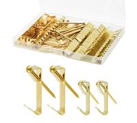 100 Pcs Plasterboard Hanging Hooks, Heavy Duty Picture Hooks, for Hard Walls Picture Hanging Rail Frame Hooks Hangers Tools and Supplies (Gold 20 Sets 50lbs + 30 Sets 30lbs)