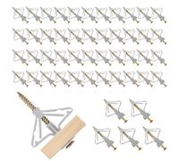 100 Pcs Plasterboard Wall Plugs and Screws, Plasterboard Fixings Set, Butterfly Type Heavy Expansion Tube Plasterboard Anchor Screw for TV Wall Brackets and Hollow Walls (50 Anchors + 50 Screws)