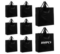 100 Pcs Plastic Bags with Handles 15.7"x 11.8"x 4" Large Tote Bags Bulk Frosted Gift Tote for Small Business Retail Boutique Wedding Teacher Mothers Day Holiday Gift Packaging