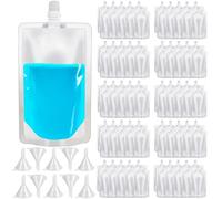 100 Pcs Plastic Flasks,8 Oz Concealable and Reusable Drink Pouches,Leak Proof Plastic Drinking Flasks for Travel Outdoor Sports Concerts Events