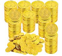 100 Pcs Plastic Gold Coins Fake Gold Coins Pirate Treasure Coins Gold Play Coins Game Party Favors Teachers Classroom Reward