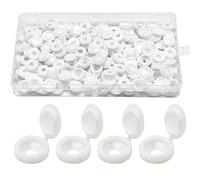 100 Pcs Plastic Hinged Cover Caps, 0.34 Inch Snap-On Replacement Decorative Covers for M4 Screws, White